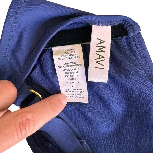 Amavi women’s swim bikini top bralette navy blue size L NWOT - Picture 8 of 9
